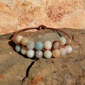 Amazonite Stone Bead & Copper Bracelet